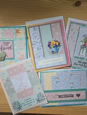 Handmade Pastel Floral Variety Greeting Card Set - Soft Multicolor